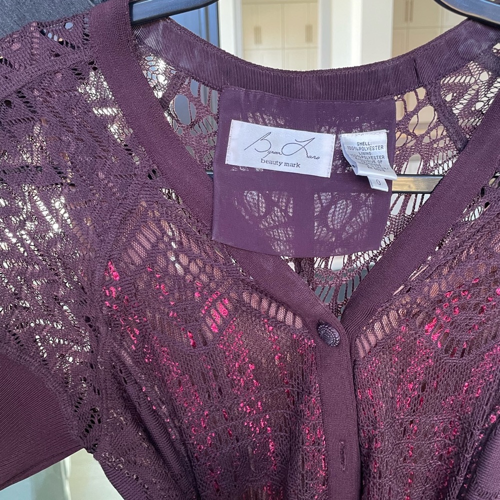 Byron Lars Deep Purple Lace Long Sleeve Dress
